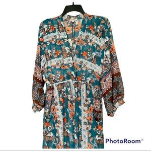 Umgee Boho Print Sheer Maxi Dress